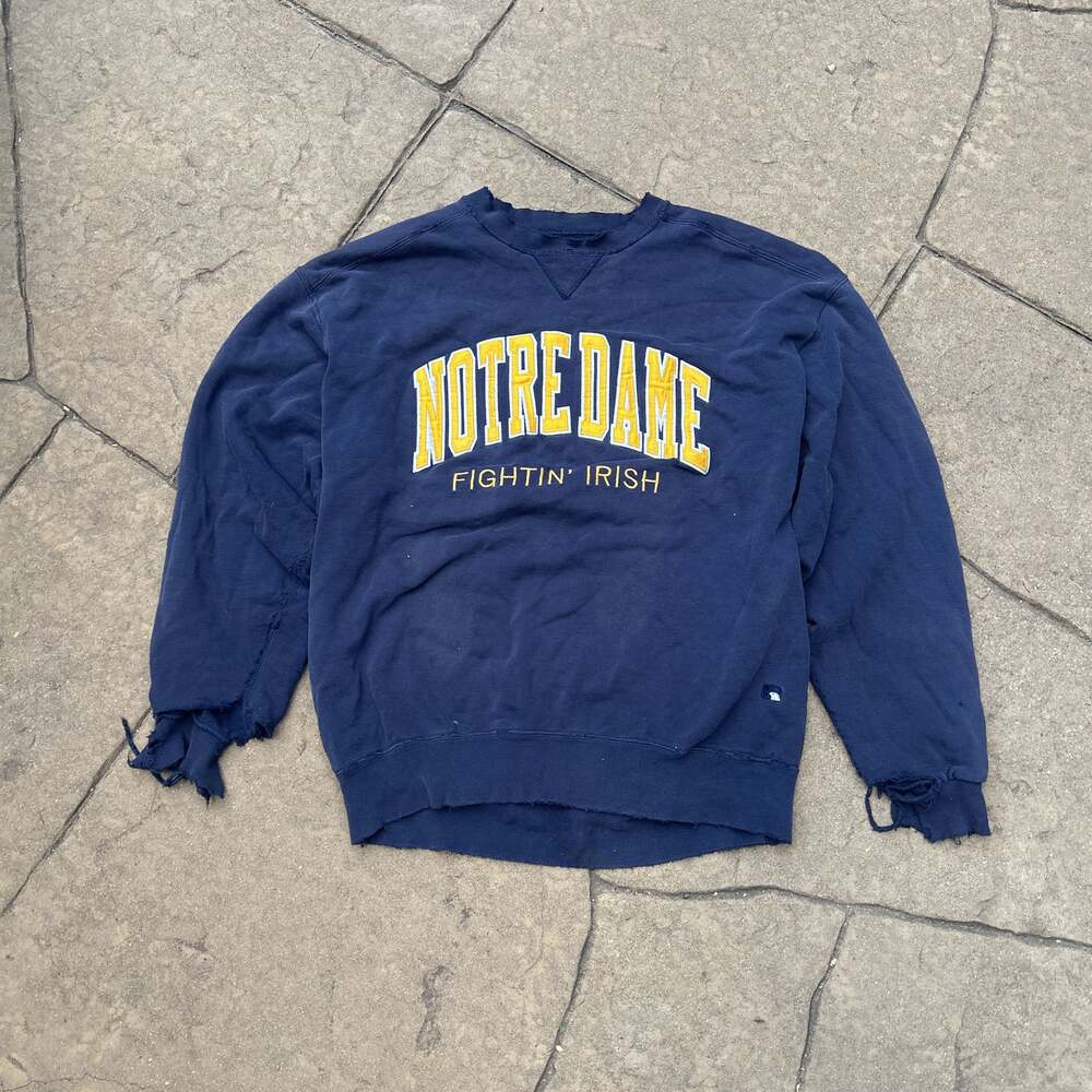 Vintage 90s Notre Dame Fightin' Irish Distressed Russell Athletic Sweatshirt XL